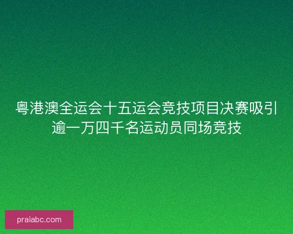 粤港澳全运会十五运会竞技项目决赛吸引逾一万四千名运动员同场竞技